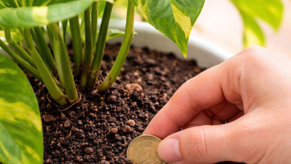 Por qué algunos jardineros recomiendan enterrar una moneda en la tierra del potus.