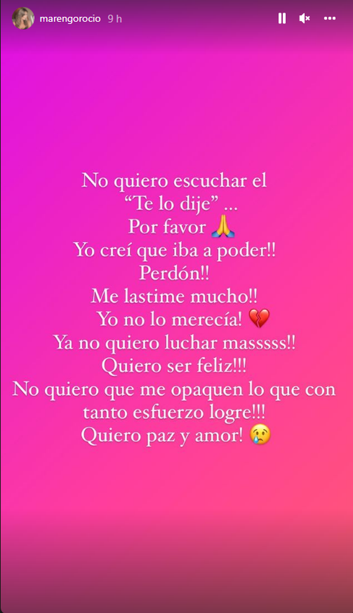 Publicaci&oacute;n de Roc&iacute;o Marengo en su cuenta de Instagram.