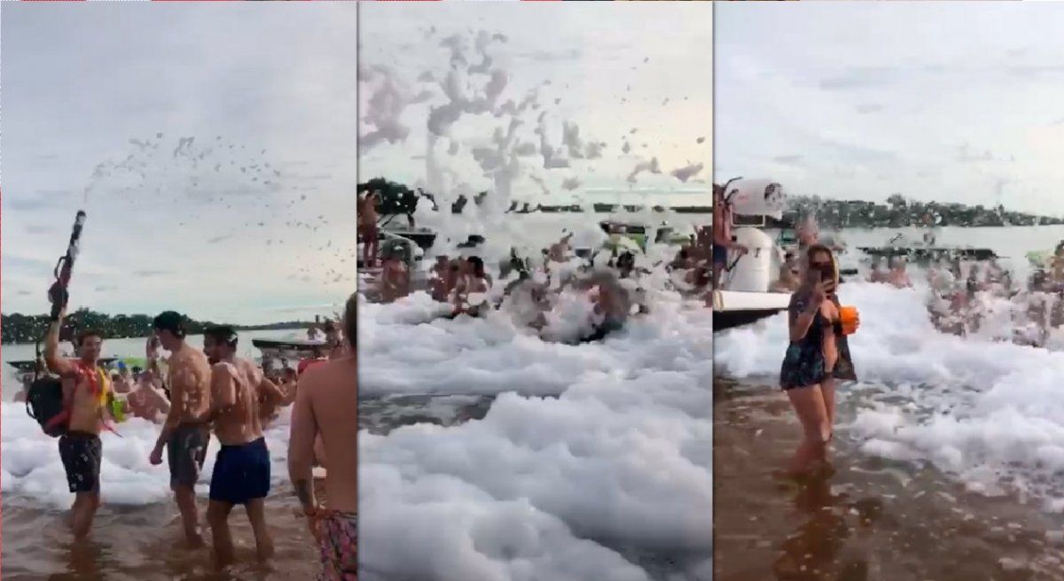 Escándalo en Corrientes: fiesta de la espuma con 300 personas en el río y sin ningún protocolo