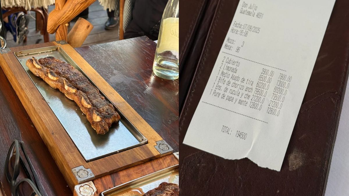El ticket de un almuerzo en Don Julio generó sorpresa al revelar el costo de un bife de chorizo con guarniciones y ensalada en Palermo.