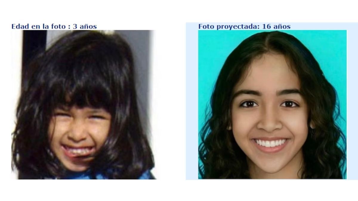 A la izquierda, Sofía Herrera con 3 años. A la derecha, una estimación de cómo podría verse con 16 años. A la izquierda, Sofía Herrera con 3 años. A la derecha, una estimación de cómo podría verse con 16 años.