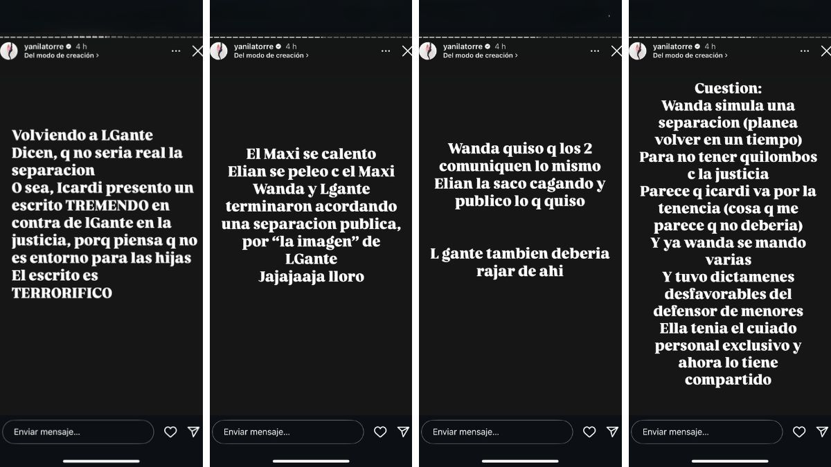 El plande Wanda Nara según Yanina Latorre. El plande Wanda Nara según Yanina Latorre.