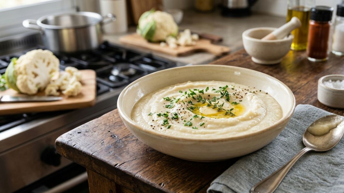 El puré de coliflor es perfecto para acompañar distintas comidas. El puré de coliflor es perfecto para acompañar distintas comidas. 
