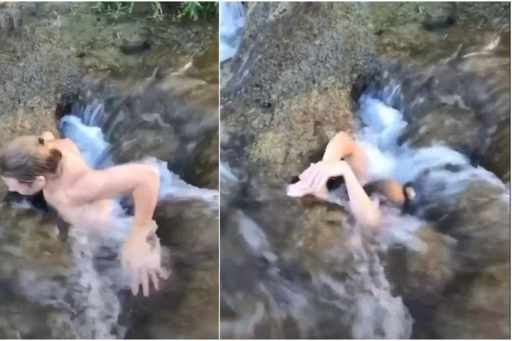 Jóven se lanza por el túnel acuático natural más largo y sorprendió al mundo.