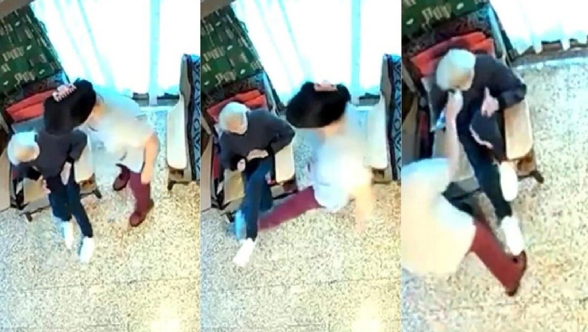 &nbsp;una mujer le daba patadas y golpes de puño a una señora de 100 años que debía cuidar