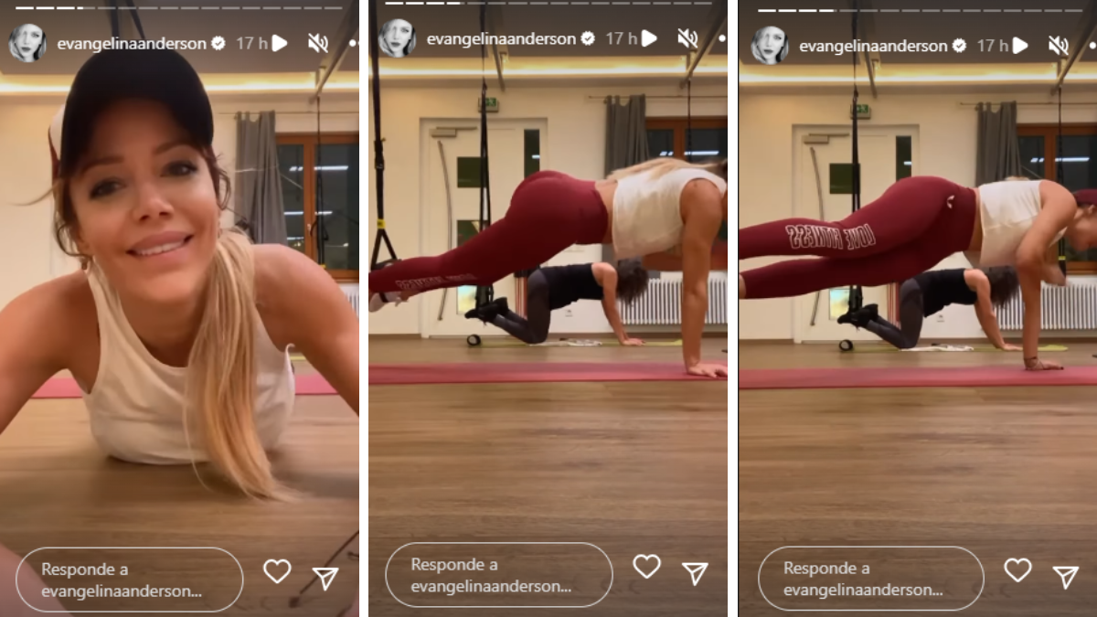 Evangelina Anderson mostró los ejercicios que hacía en Alemania.