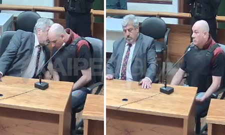 Orlando Nano Leiva llevaba un chaleco antibalas mientras declaraba ante la Justicia. Orlando Nano Leiva llevaba un chaleco antibalas mientras declaraba ante la Justicia.