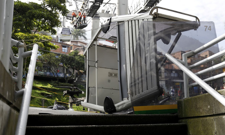 Un teleférico se desprendió en Medellín, Colombia, murió un hombre de 50 años y decenas de personas resultaron heridas. Un teleférico se desprendió en Medellín, Colombia, murió un hombre de 50 años y decenas de personas resultaron heridas.