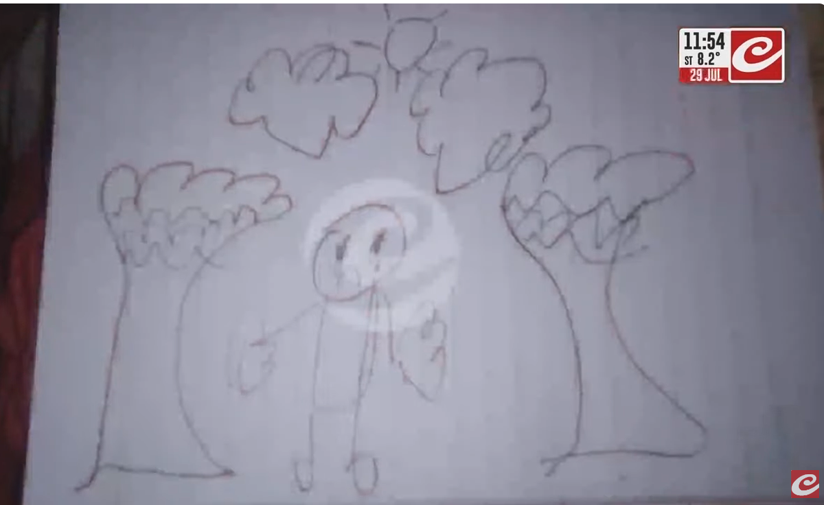 Uno de los dibujos que realizó la hija de la prima de Loan. Uno de los dibujos que realizó la hija de la prima de Loan.