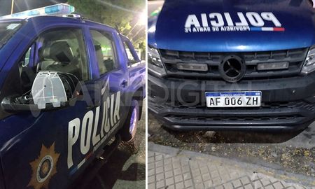 El móvil de la policía quedó muy dañado.