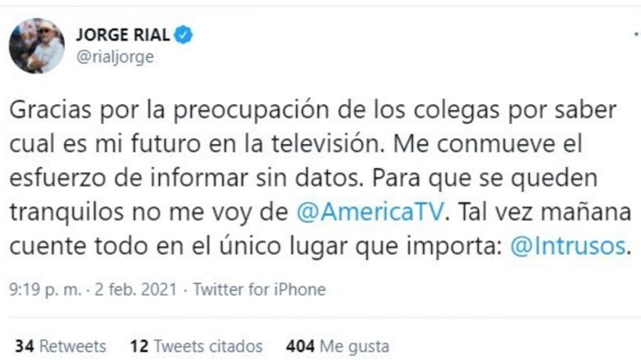 El tuit de Jorge Rial 