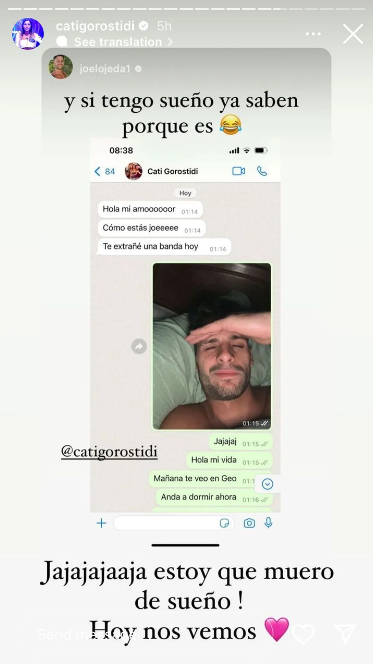 Catalina Gorostidi y Joel Ojeda de Gran Hermano parecen muy cercanos. Catalina Gorostidi y Joel Ojeda de Gran Hermano parecen muy cercanos.