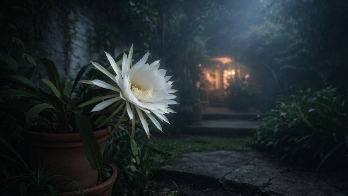 Un milagro que dura pocas horas: la flor de la Dama de la Noche alcanza su máximo esplendor a medianoche y se marchita con el primer rayo de sol.