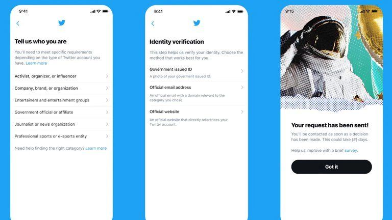 Así se verá el flujo de la solicitud de verificación de Twitter.