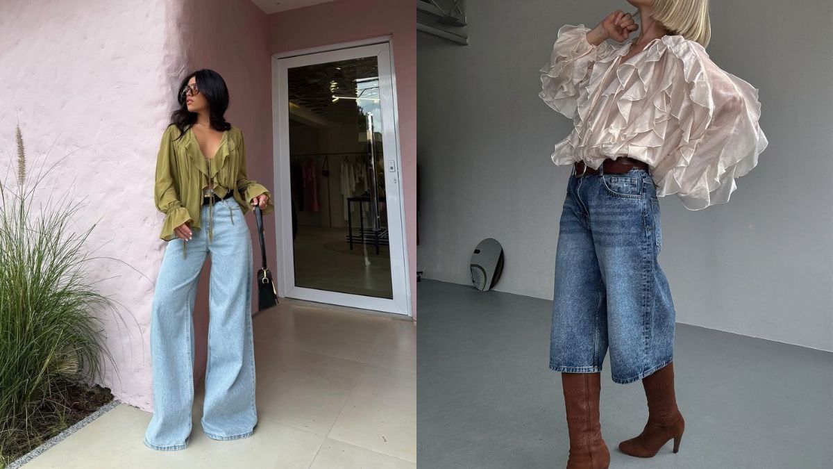 Las blusas boho son la prenda clave para combinar los baggy jeans.