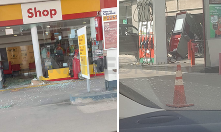 Las dos estaciones de servicio dañadas en el relato salvaje de San Justo Las dos estaciones de servicio dañadas en el relato salvaje de San Justo