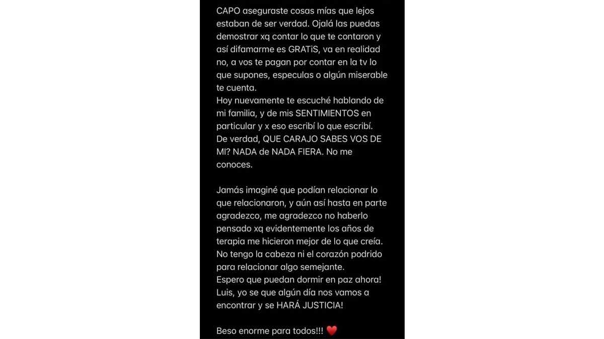 Descargo de Gianina Maradona contra Luis Ventura