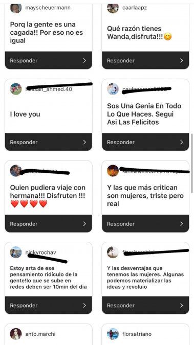 Wanda Nara compartió la infinidad de mensajes de apoyo que recibió de sus seguidores.