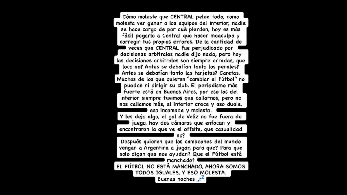 El durísimo posteo de Ángel Di María por las críticas a Rosario Central. El durísimo posteo de Ángel Di María por las críticas a Rosario Central.