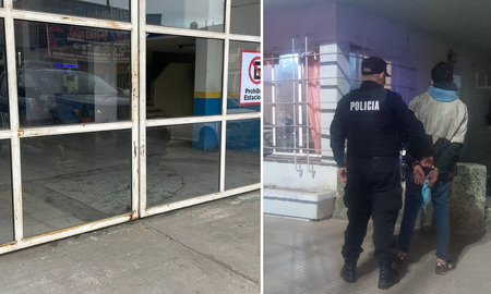 El ladrón rompió un vidrio del portón e ingresó al lubricentro. La policía lo encontró dentro del baño del local. El ladrón rompió un vidrio del portón e ingresó al lubricentro. La policía lo encontró dentro del baño del local.