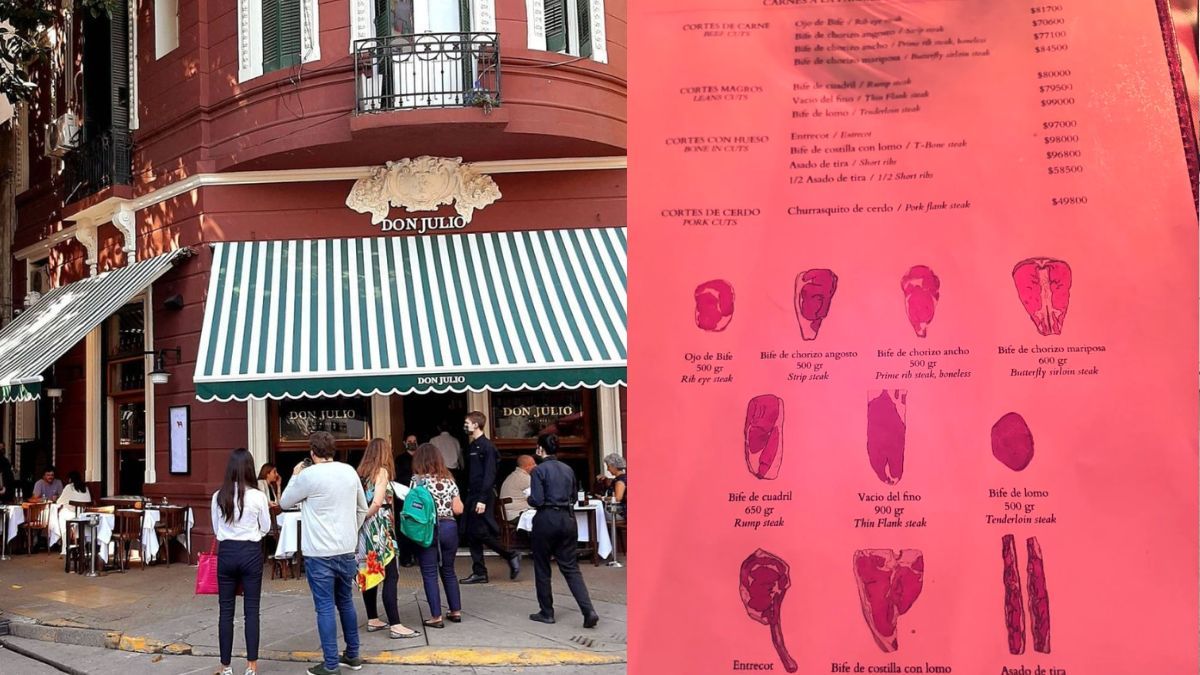 La carta de Don Julio en julio 2025.