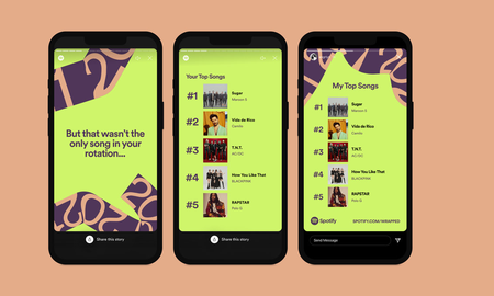 Spotify compartió su Wrapped 2021 donde se muestra las canciones más escuchadas del año por sus usuarios Spotify compartió su Wrapped 2021 donde se muestra las canciones más escuchadas del año por sus usuarios