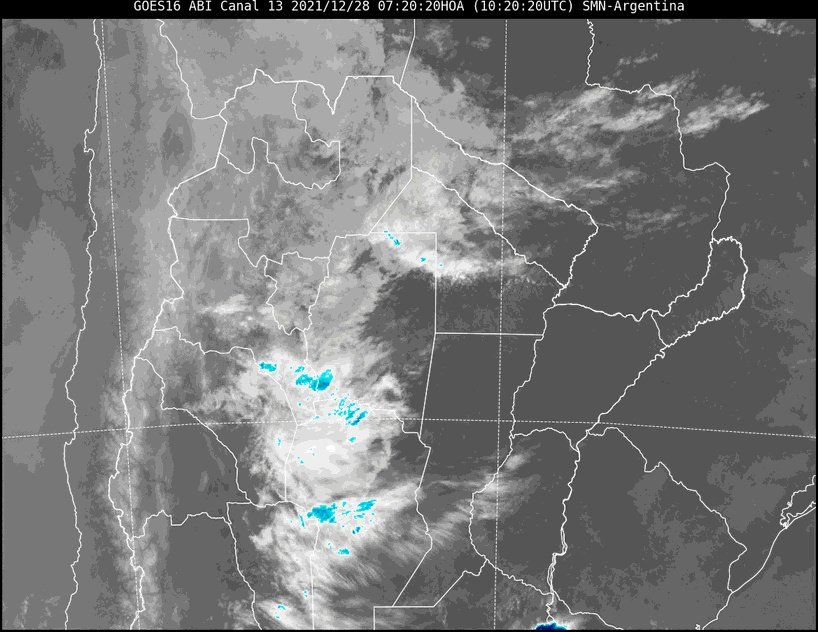 Imagen satelital del tiempo a las 7.20 horas del martes.
