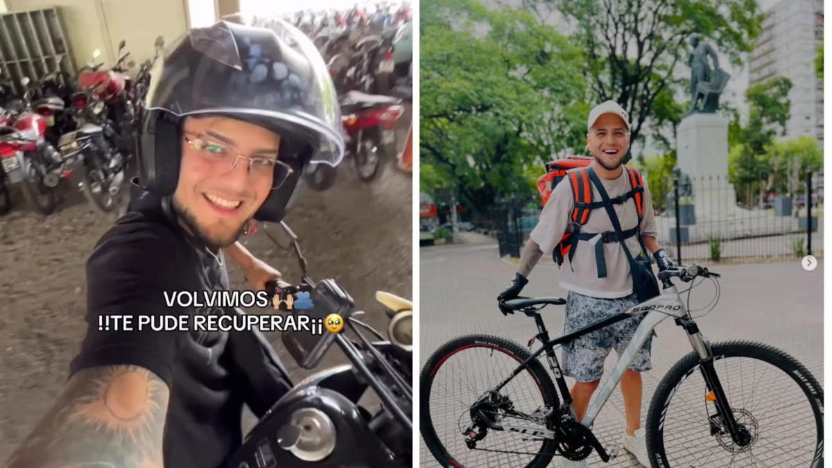 Damián Moya hace delivery para llegar a fin de mes.