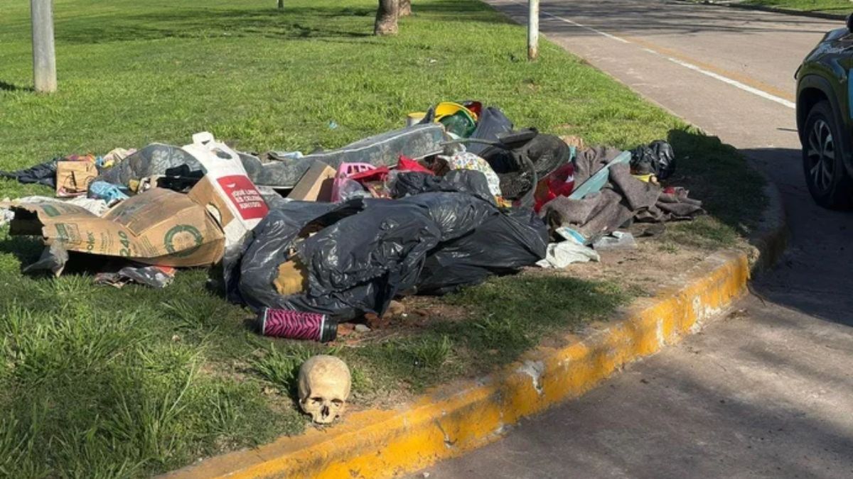 El cráneo humano fue encontrado entre restos de basura en localidad de Casilda. El cráneo humano fue encontrado entre restos de basura en localidad de Casilda.