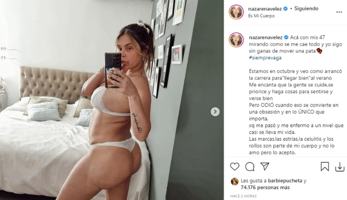 Nazarena V&eacute;lez se mostr&oacute; al natural&nbsp;