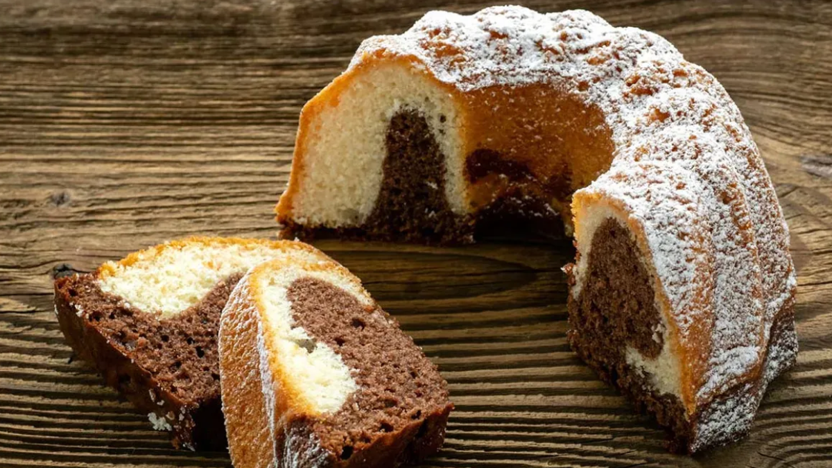 Receta bizcochuelo marmolado sin harina ni azúcar.