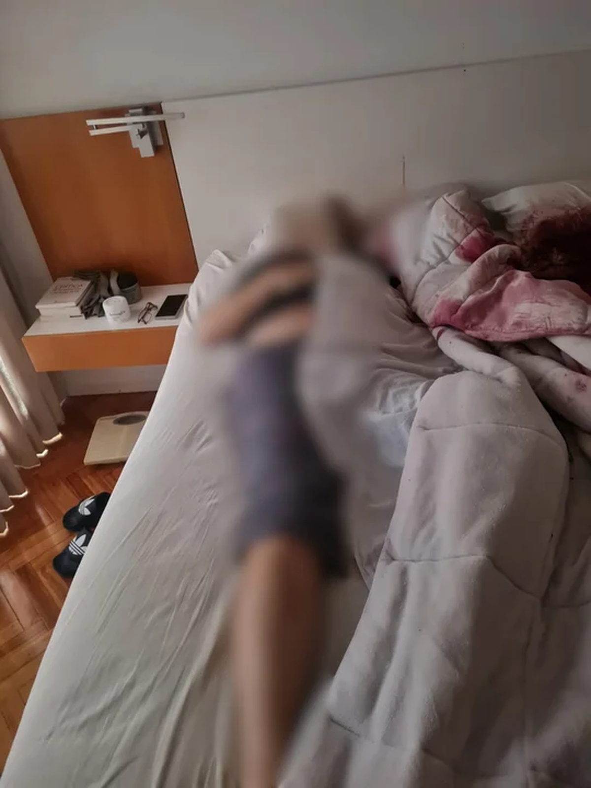 En el dormitorio matrimonial estaba sin vida Seltzer, el padre, que yacía ensangrentado su cama. Según se presume, habría estado dormido o sedado al momento del ataque, ya que no se encontraron signos de defensa. En el dormitorio matrimonial estaba sin vida Seltzer, el padre, que yacía ensangrentado su cama. Según se presume, habría estado dormido o sedado al momento del ataque, ya que no se encontraron signos de defensa.