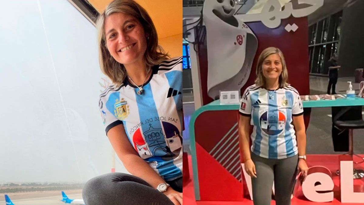Florencia Morere llegó este jueves a Qatar para ser parte del Mundial de Fútbol.