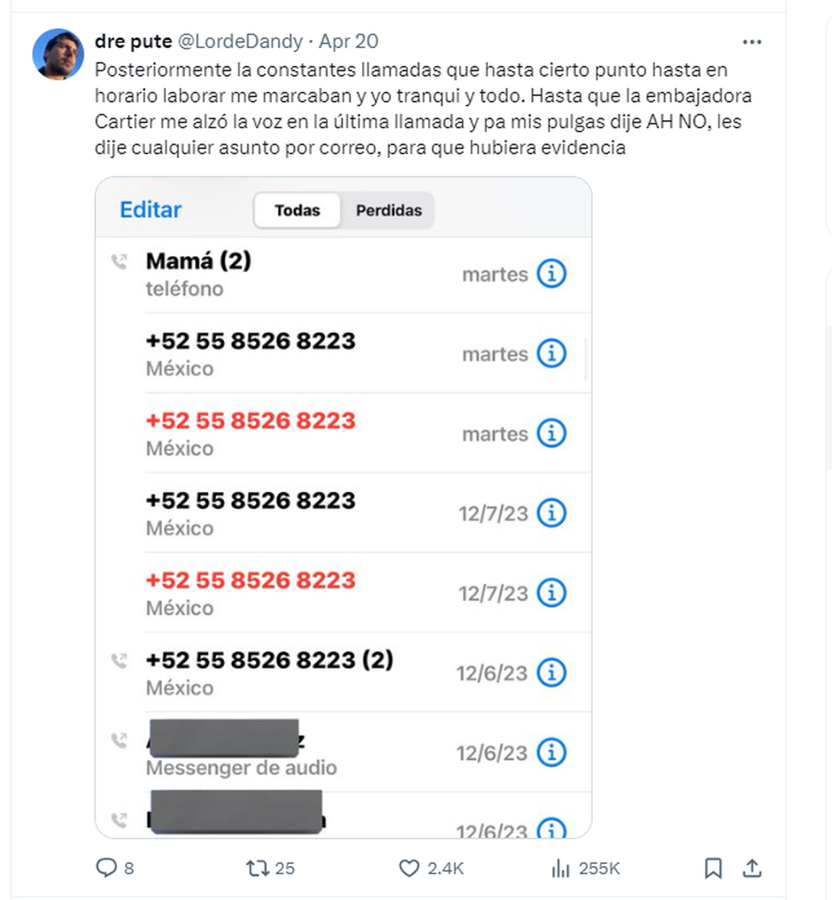 Una representante de Cartier agredió a Rogelio por llamada, según su testimonio. Las joyas siguen sin llegar. Una representante de Cartier agredió a Rogelio por llamada, según su testimonio. Las joyas siguen sin llegar.