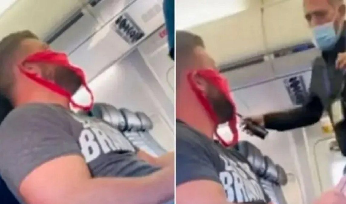 Quiso viajar con una tanga en la cara como tapabocas y lo bajaron del avión