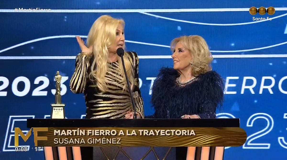 Susana Giménez recibió el Martín Fierro de Brillantes de Mirtha Legrand.