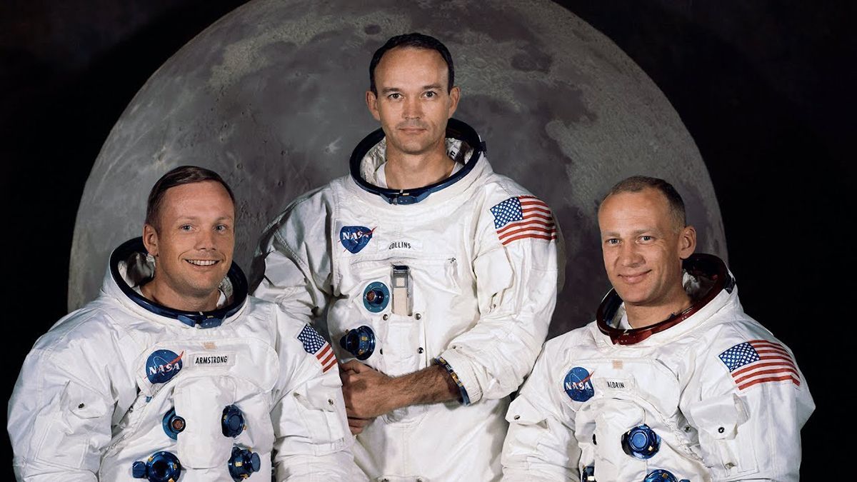 Los tres astronautas que hicieron historia en el Apolo 11: Neil Armstrong, Michael Collins y Buzz Aldrin, en 1969.
