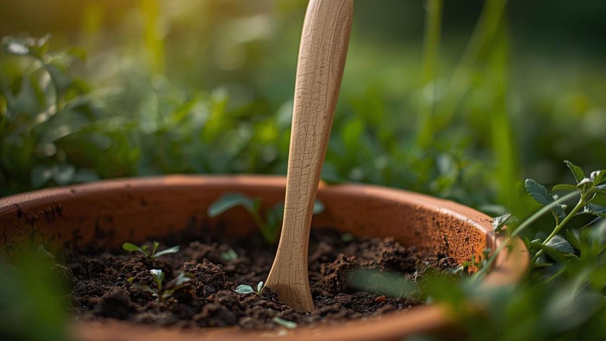 El truco de la cuchara de madera en la maceta: para qué sirve y cuándo usarlo.