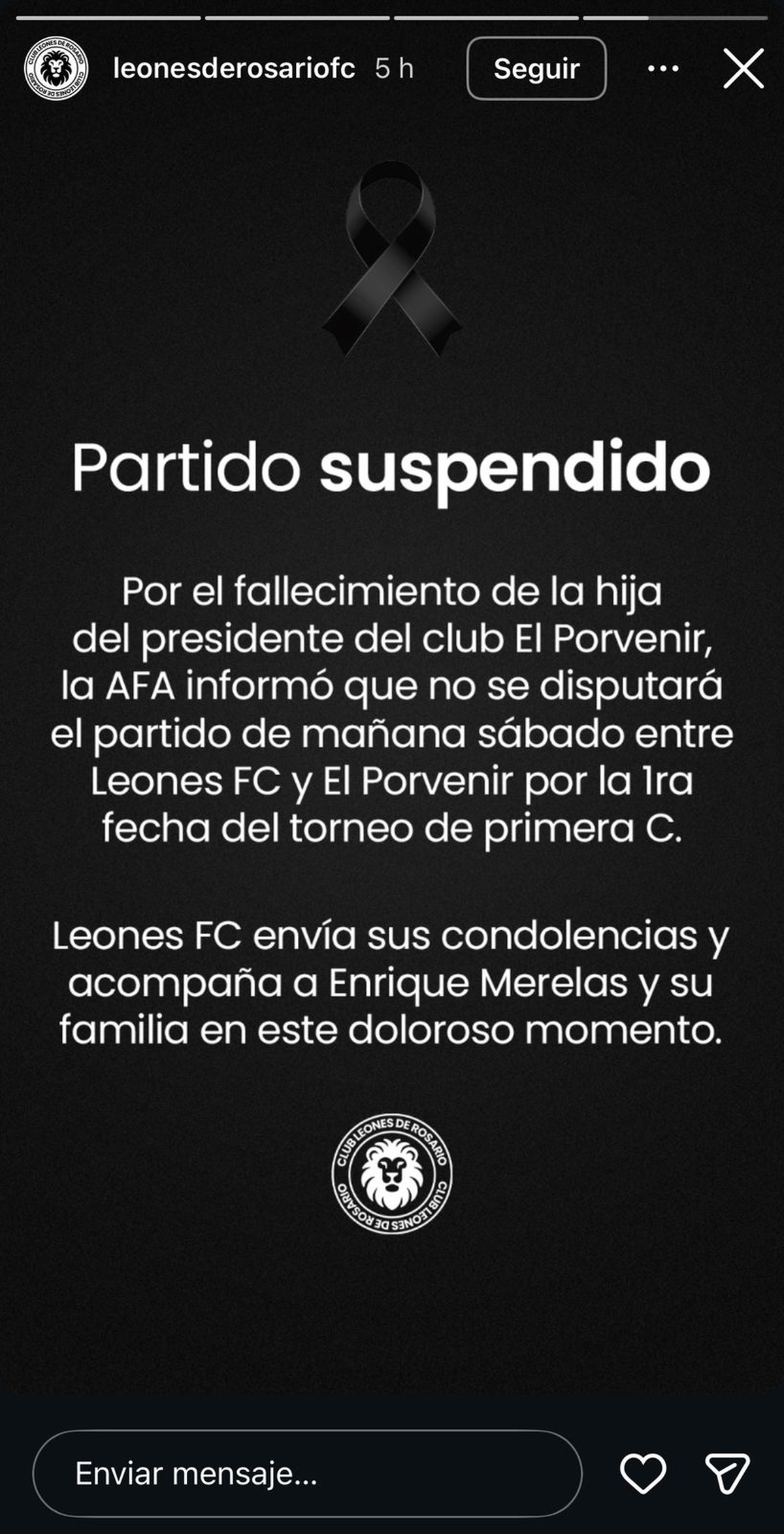 El comunicado de Leones FC.