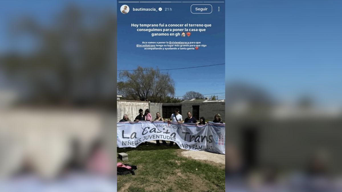 Bautista Mascia donó la casa que ganó en Gran Hermano a una organización trans de Córdoba. Bautista Mascia donó la casa que ganó en Gran Hermano a una organización trans de Córdoba.