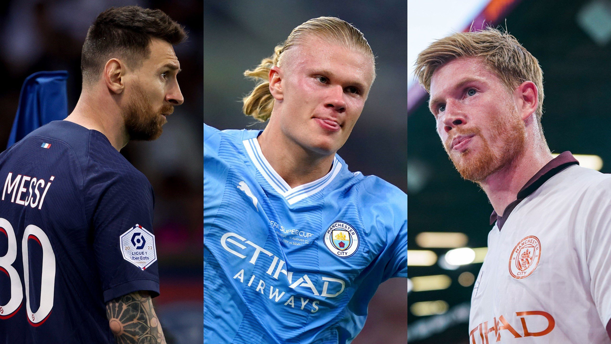 Leo Messi, Erling Haaland y Kevin de Bruyne, nominados al Jugador del Año de la UEFA 2022/23. Leo Messi, Erling Haaland y Kevin de Bruyne, nominados al Jugador del Año de la UEFA 2022/23.