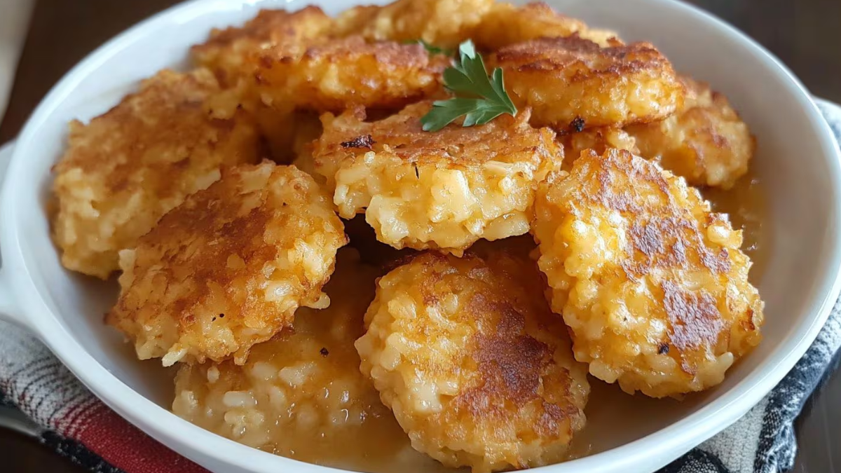 Receta de torrejas de arroz y queso. Receta de torrejas de arroz y queso.