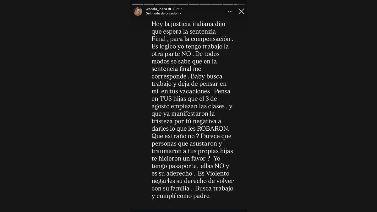 La fuerte respuesta de Wanda Nara: "Busc&aacute; trabajo y cumpl&iacute; como padre".