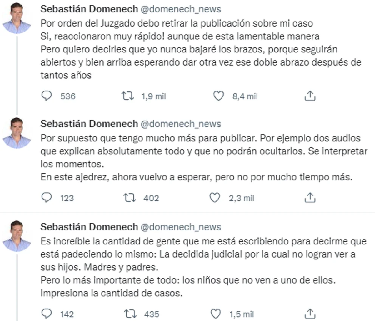 Sebasti&aacute;n Domenech tuvo que borrar sus publicaciones.