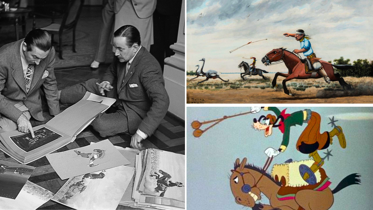 El artista argentino F. Molina Campos visita Río para discutir sobre las pinturas con Walt. ©Disney Archives. Gentileza ArtexArte