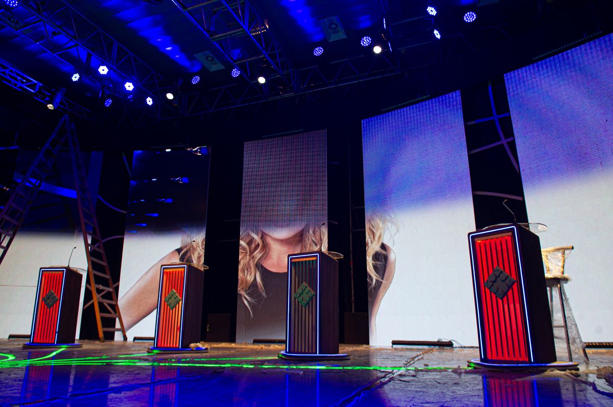 Este viernes se realizaron las pruebas de sonido e ilumninación del debate presidencial 2023.