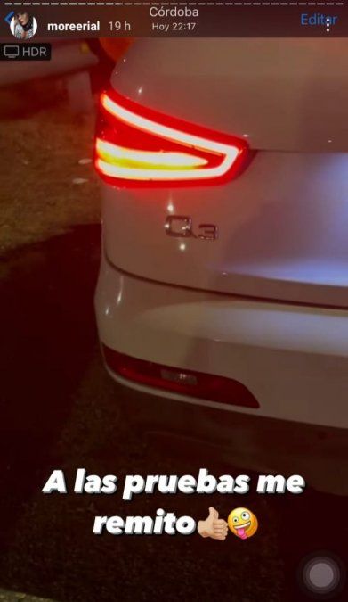 More Rial mostró el estado de las luces de su camioneta tras la multa. 