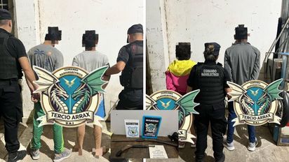 Estaba oculto en barrio Chalet con un arma, llegó la policía y se lo llevó preso junto a otras tres personas