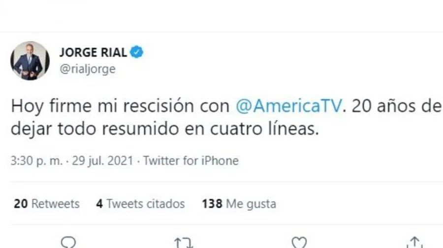 Así anunció Jorge Rial que se desvinculó de América TV.