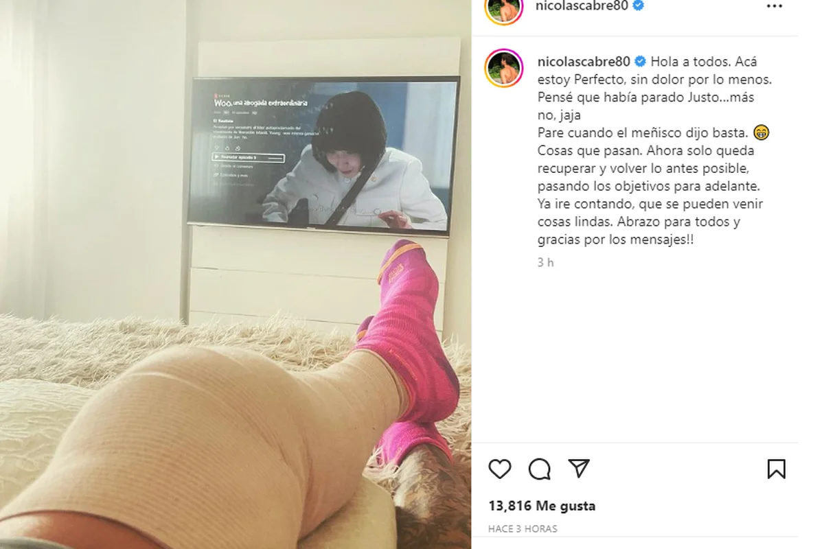 La recuperación de Nicolás Cabré: